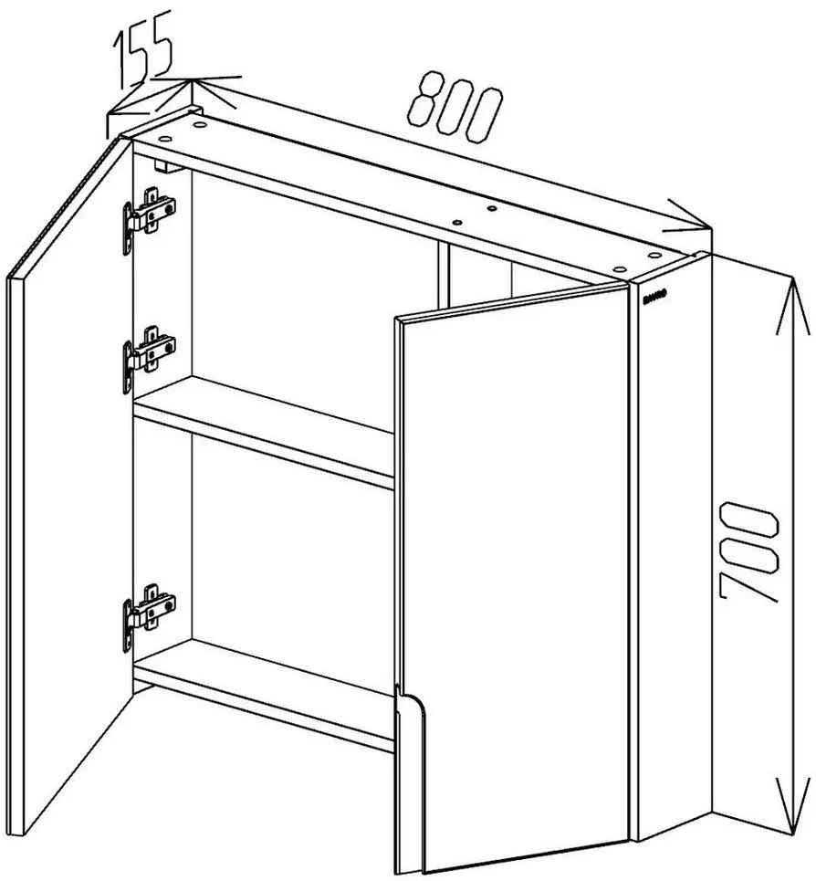 Dulap cu oglinda Bayro Sorento 800x700 (Ivory) - 2