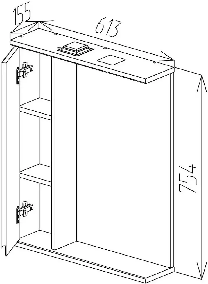 Dulap cu oglinda Bayro Studio 600x750 Left (White)