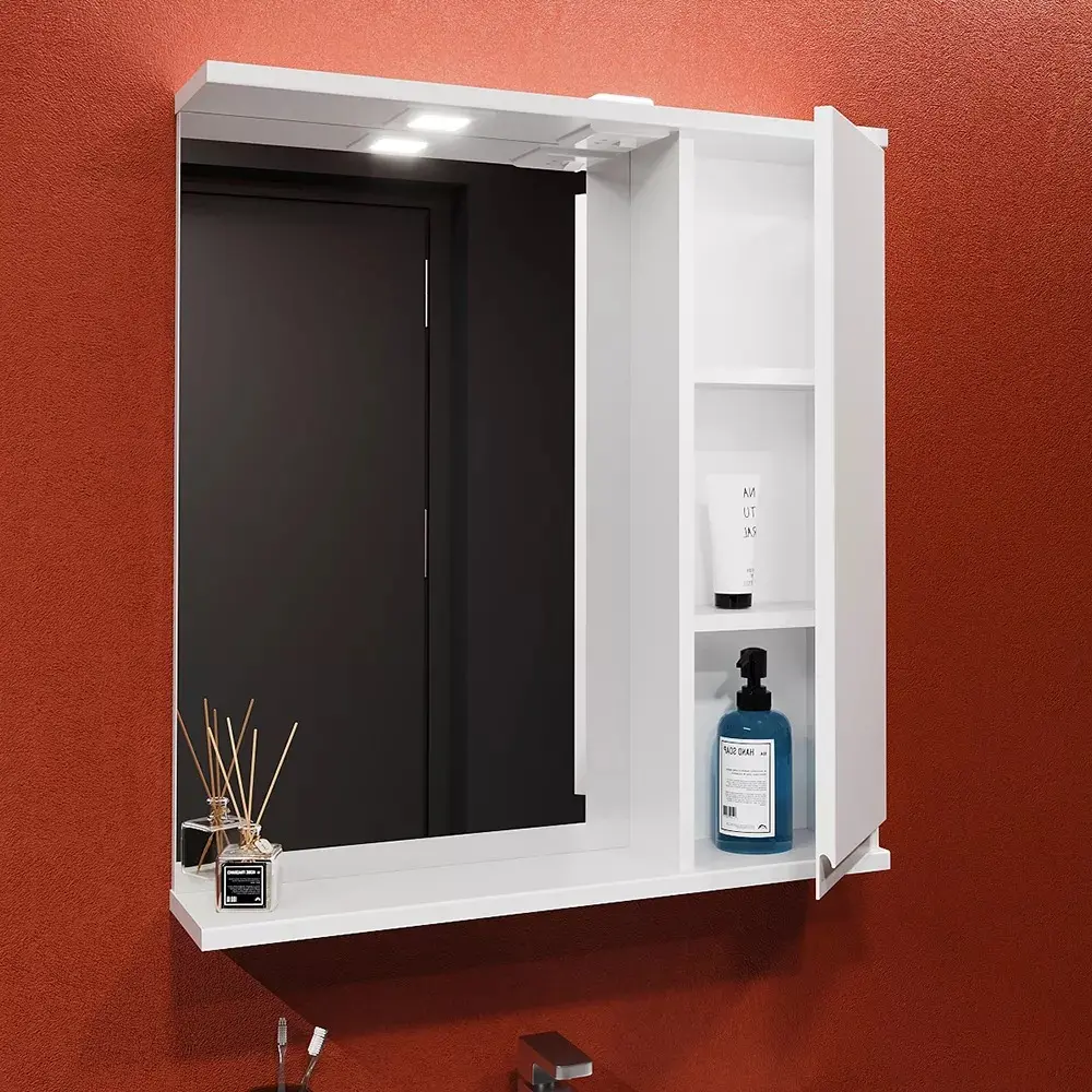 Dulap cu oglinda Bayro Studio 600x750 Right (White)