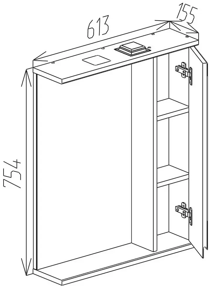 Dulap cu oglinda Bayro Studio 600x750 Right (White)