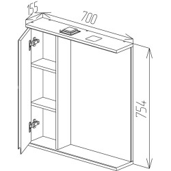 Dulap cu oglinda Bayro Studio 700x750 Left (White) Thumb