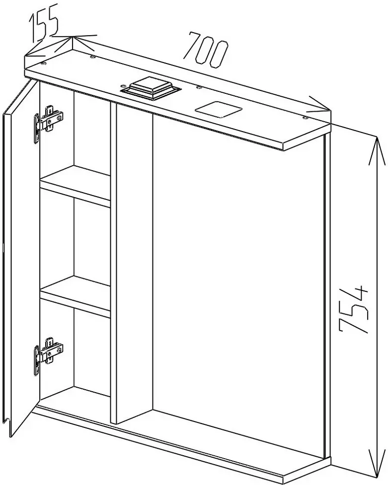 Dulap cu oglinda Bayro Studio 700x750 Left (White)