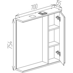 Dulap cu oglinda Bayro Studio 700x750 Right (White) Thumb