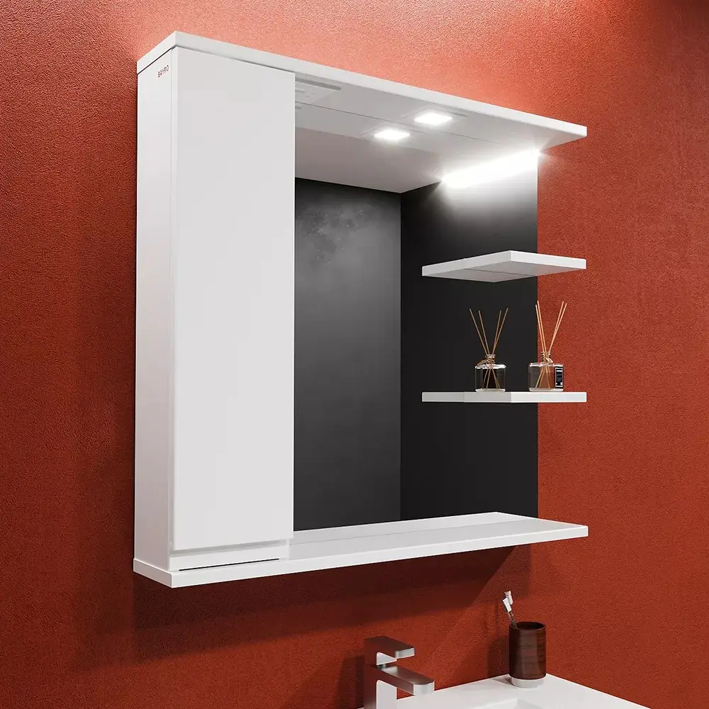 Шкаф с зеркалом Bayro Studio 800x750 Left (White)
