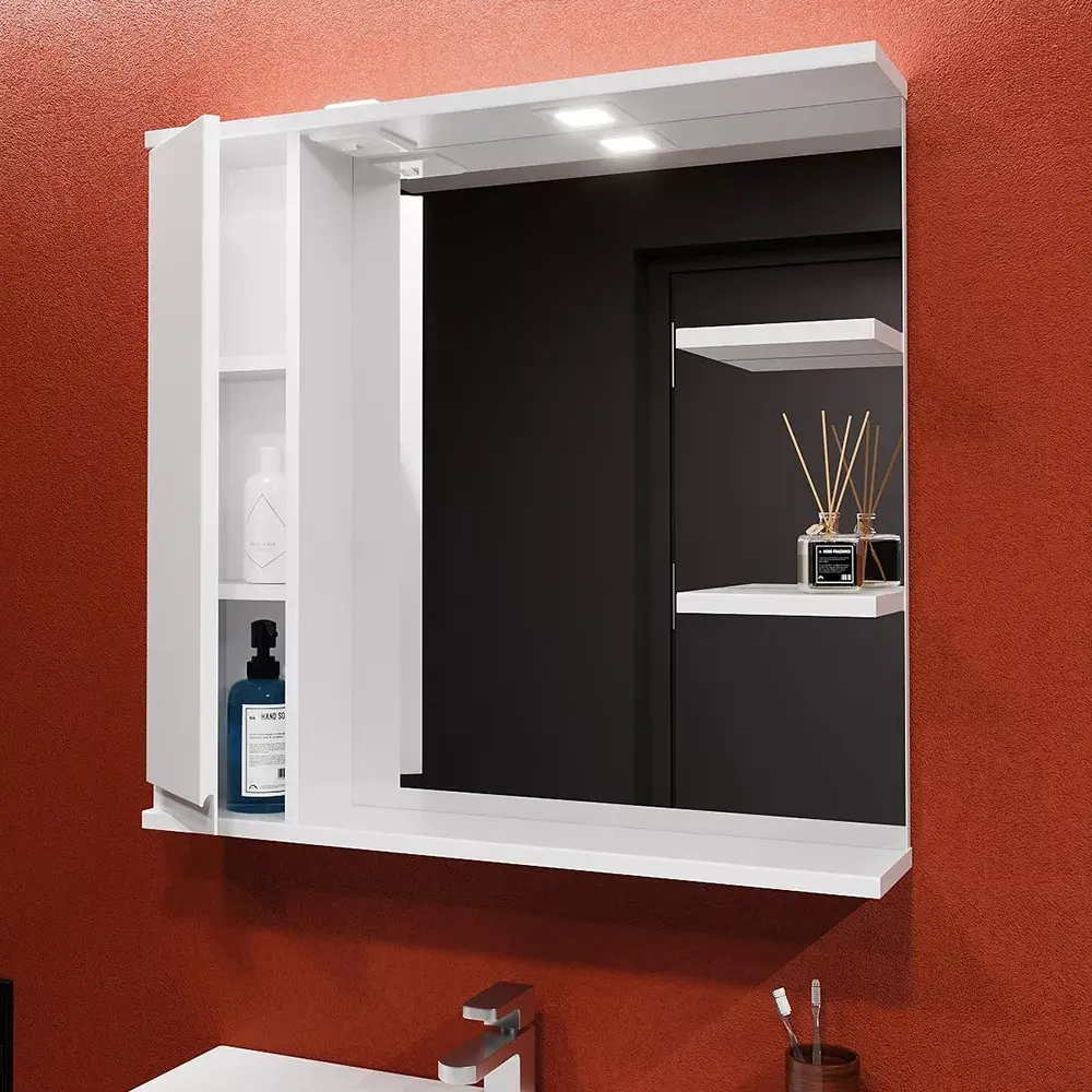 Шкаф с зеркалом Bayro Studio 800x750 Left (White)