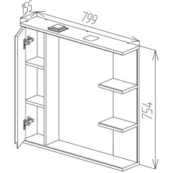Шкаф с зеркалом Bayro Studio 800x750 Left (White) Thumb