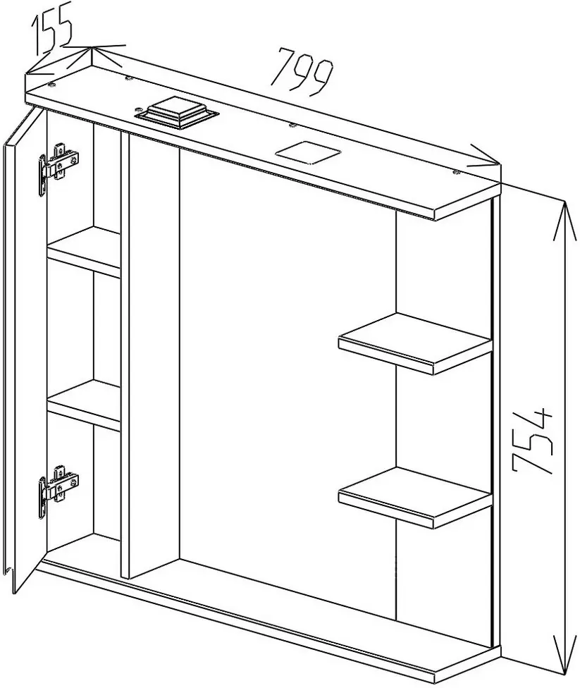 Шкаф с зеркалом Bayro Studio 800x750 Left (White)