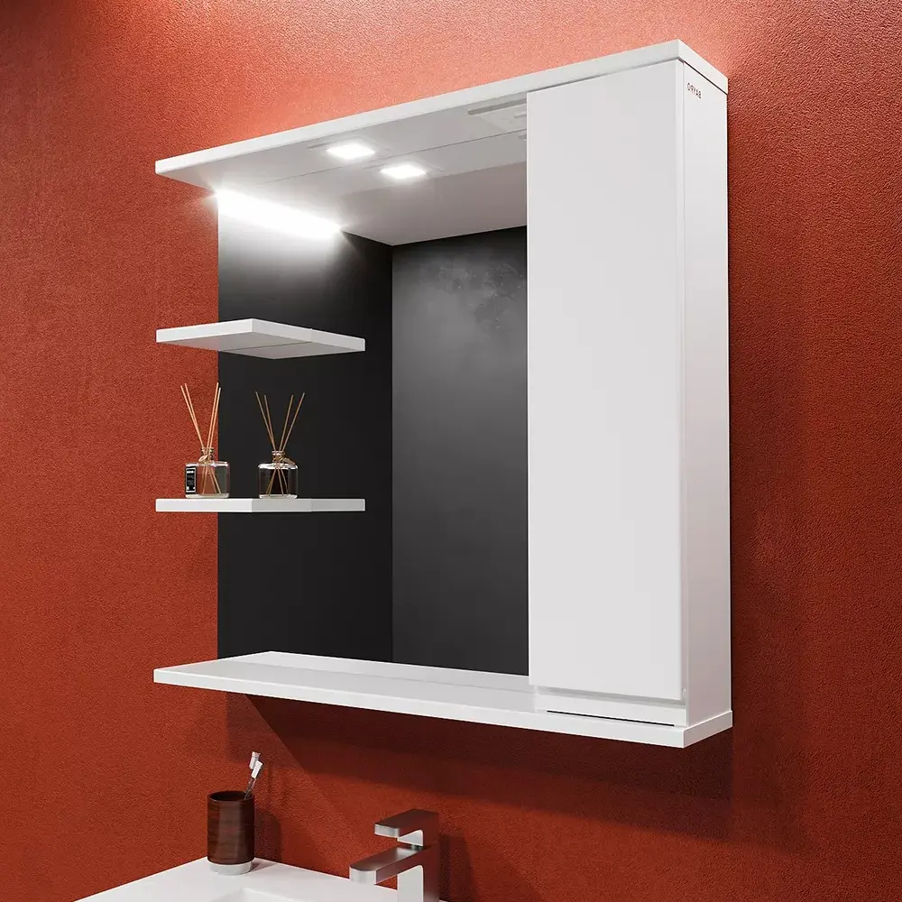 Шкаф с зеркалом Bayro Studio 800x750 Right (White)