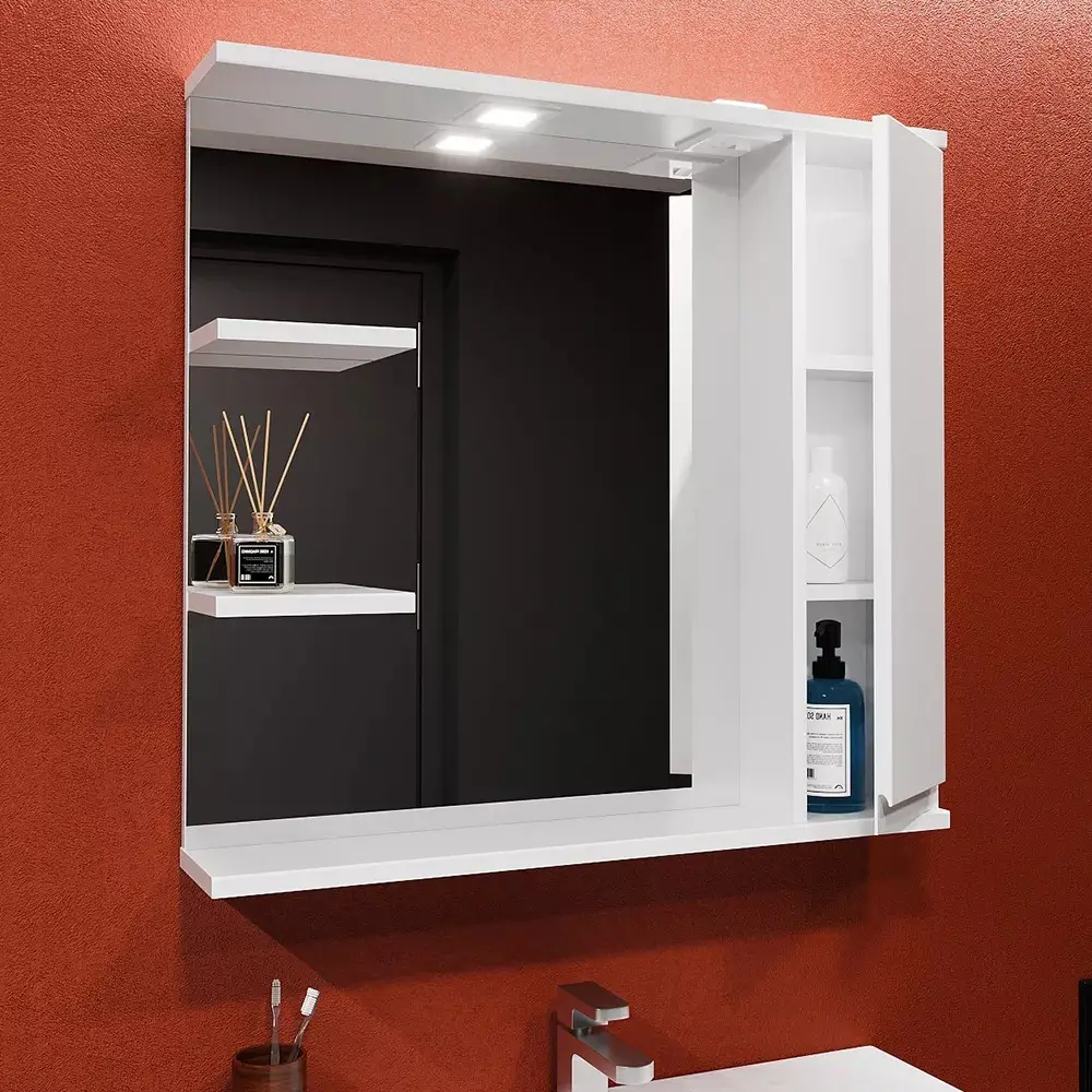 Шкаф с зеркалом Bayro Studio 800x750 Right (White)