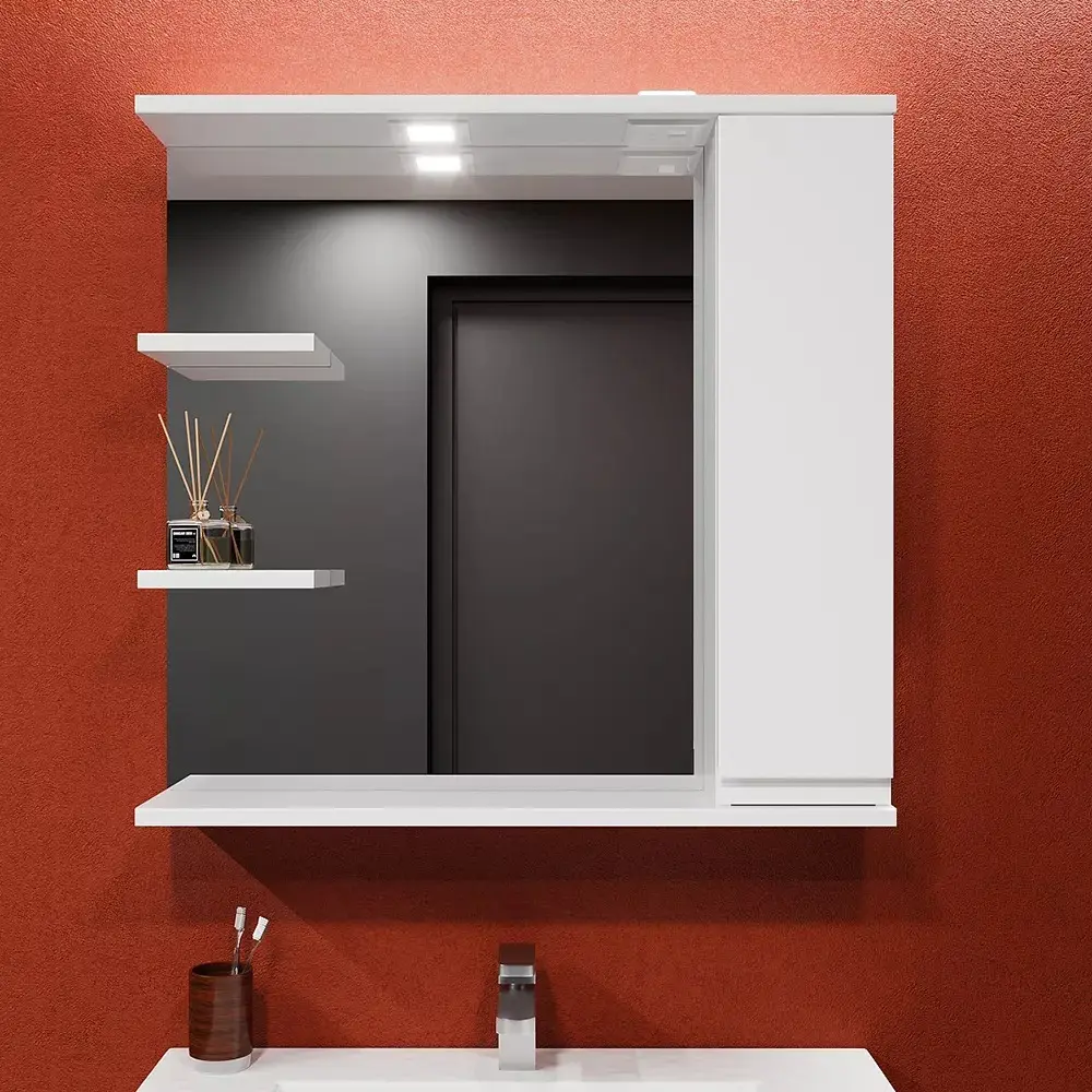 Шкаф с зеркалом Bayro Studio 800x750 Right (White)