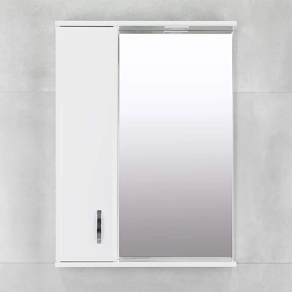 Dulap cu oglinda Bayro Tory 600x750 Left (White Matte)