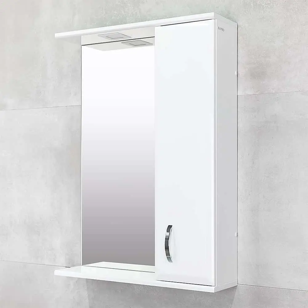 Dulap cu oglinda Bayro Tory 600x750 Right (White Matte) - 2