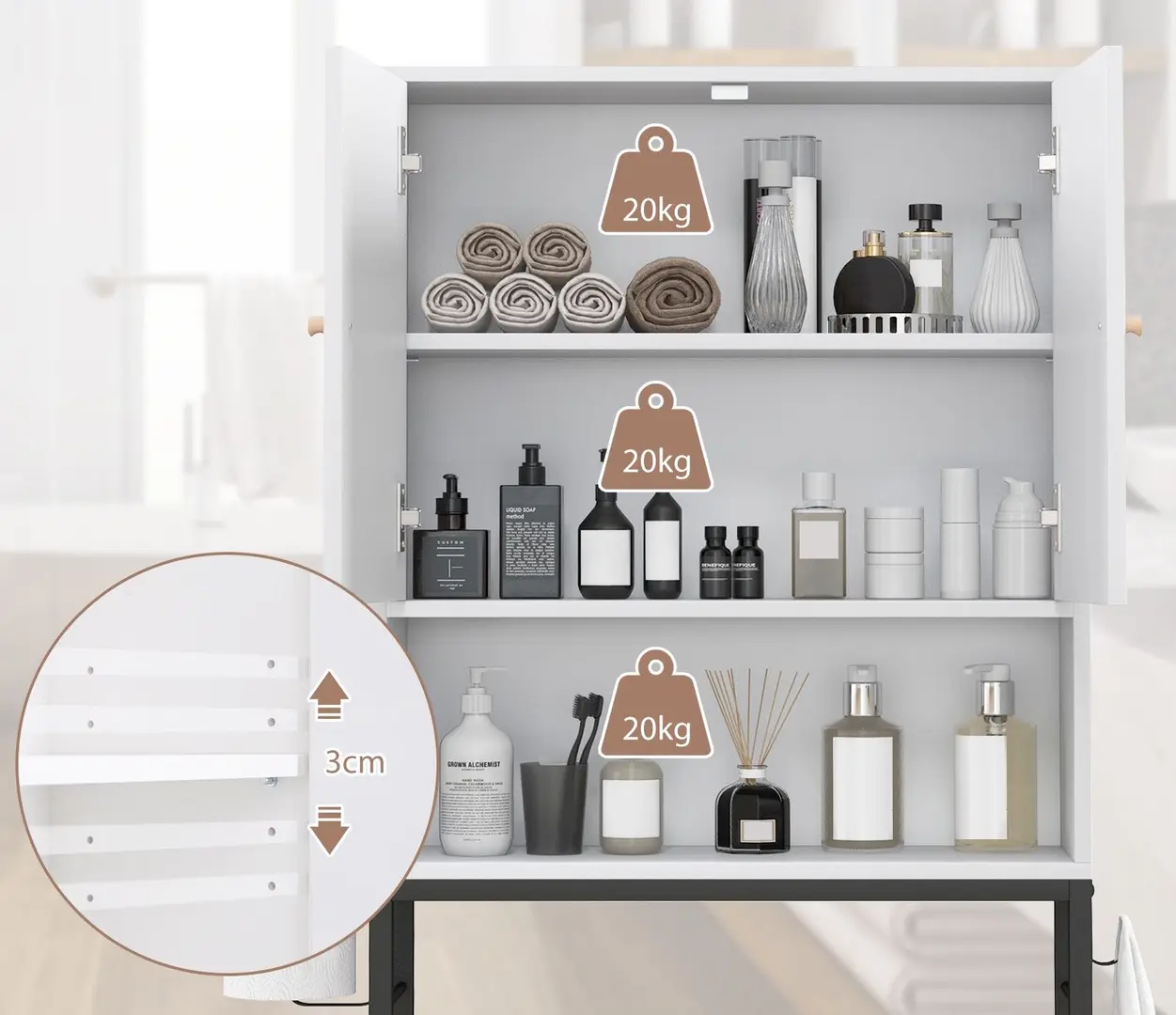 Dulap Costway BA8181WH (White/Black) - 6