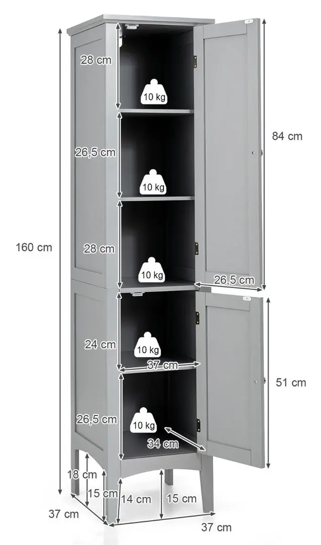 Penal Costway HW66805GR (Grey) - 5