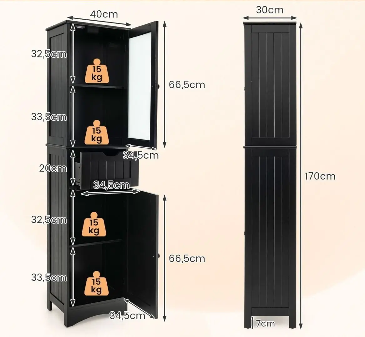 Шкаф Costway JV10679DK (Black) - 6