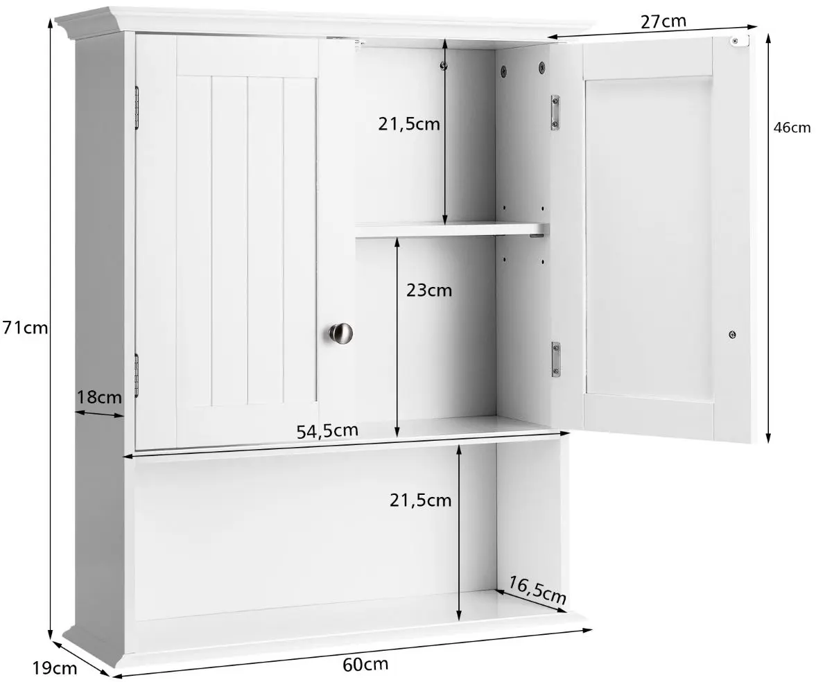 Шкаф навесной Costway HW66689WH (White) - 3