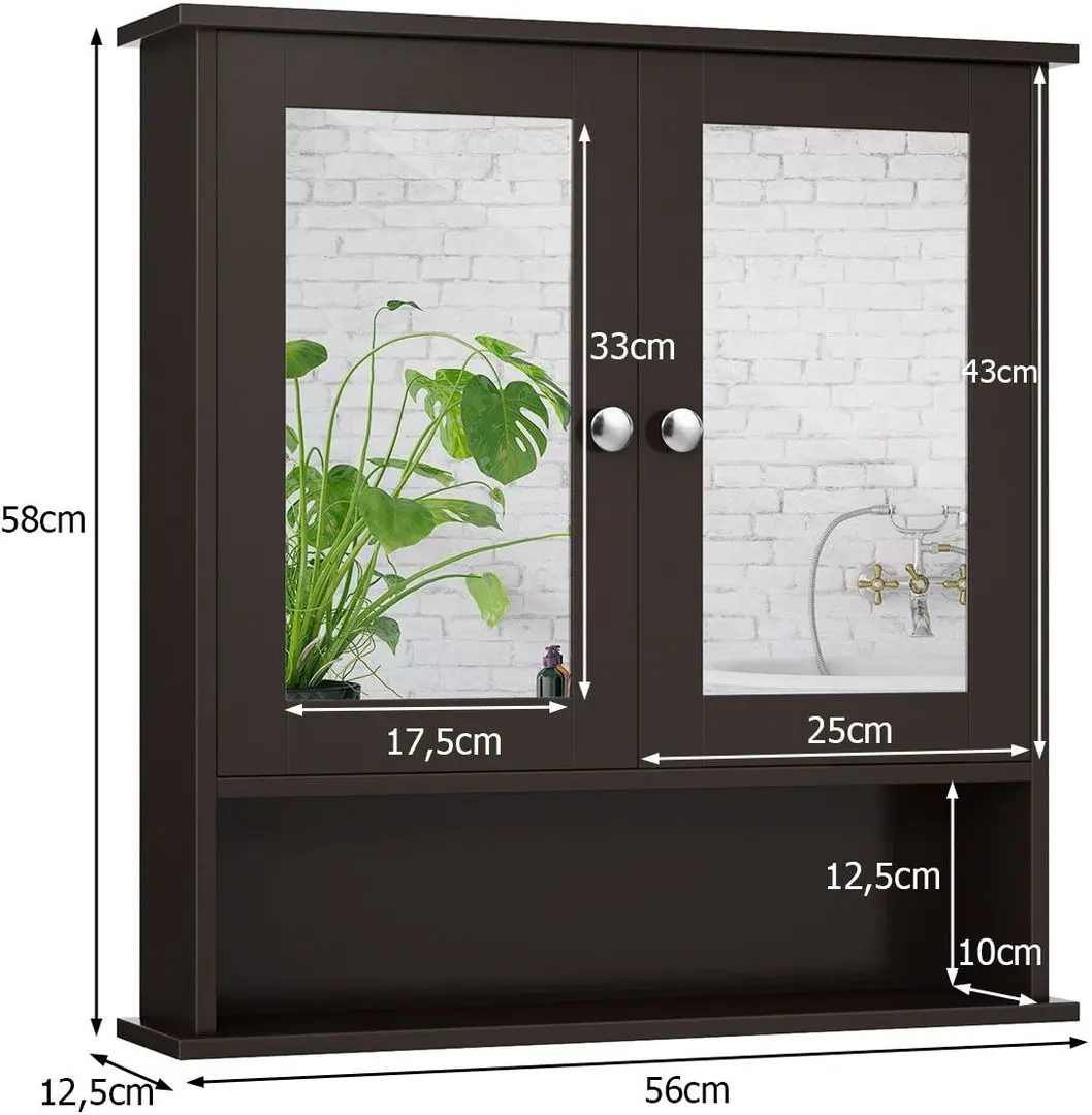 Dulap cu oglinda Costway BA7396BN (Brown) - 5