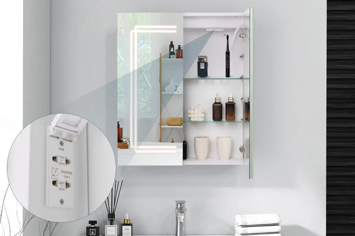 Dulap cu oglinda Costway BA8162DE (White) - 4