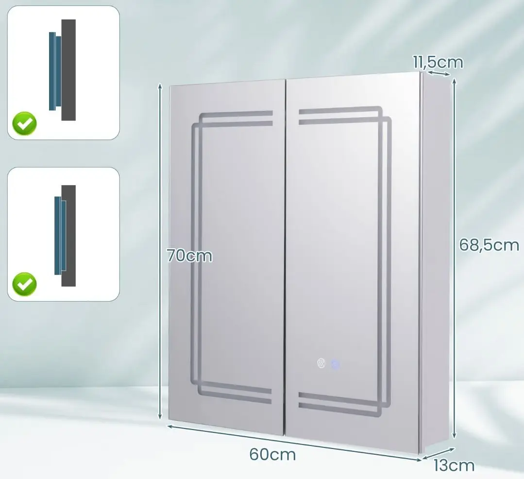 Dulap cu oglinda Costway BA8162DE (White) - 5