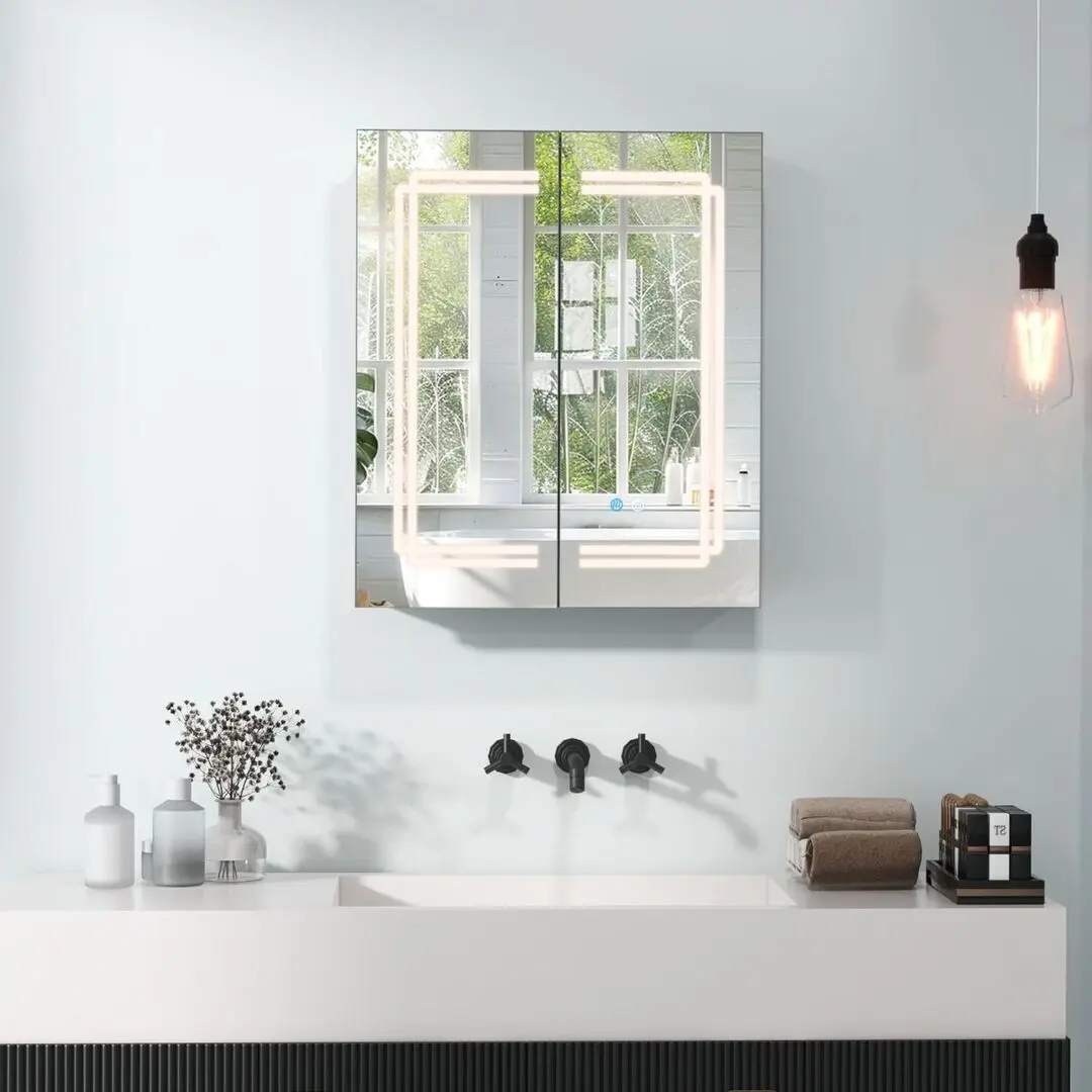 Dulap cu oglinda Costway BA8162DE (White) - 7