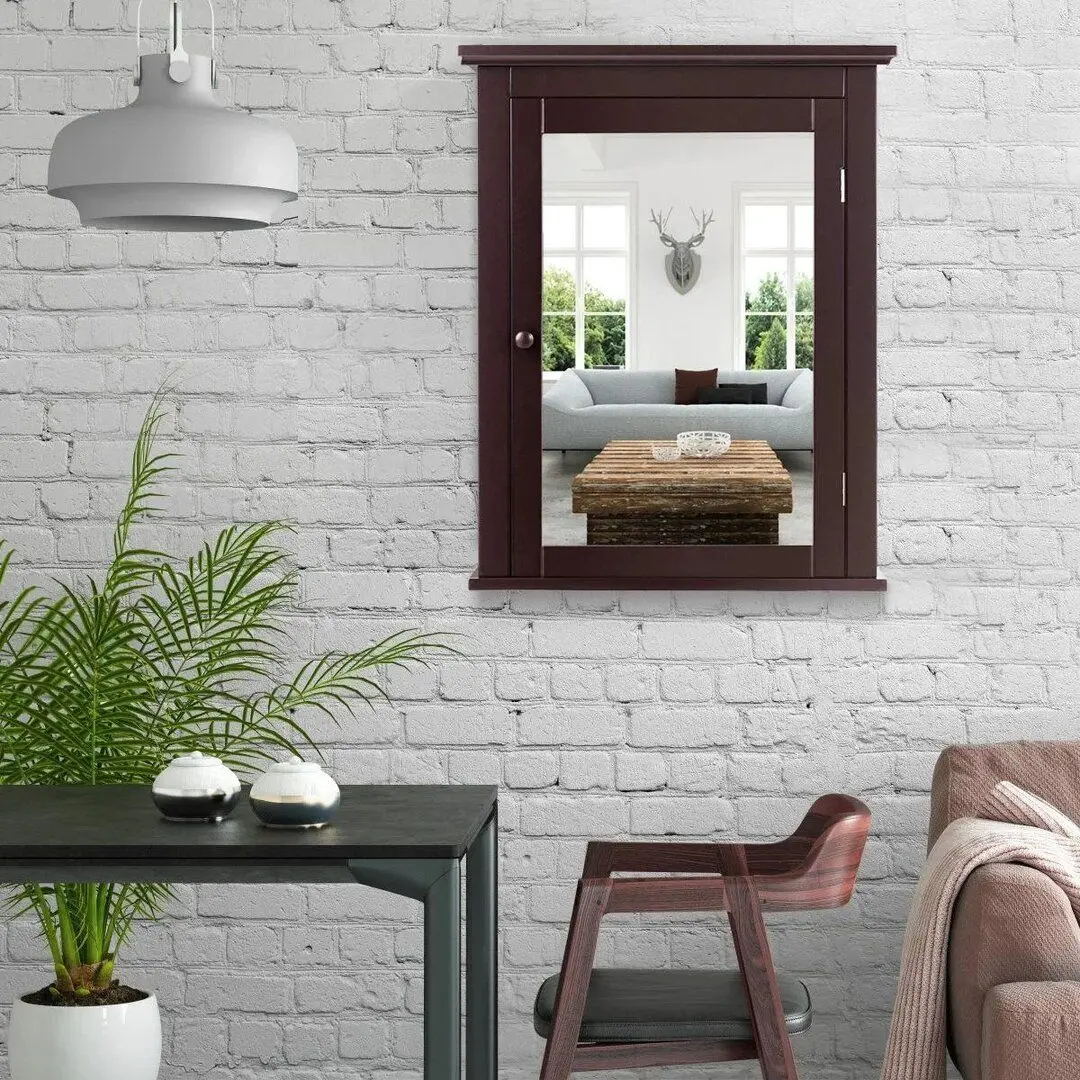 Dulap cu oglinda Costway HW59321BN (Brown) - 6