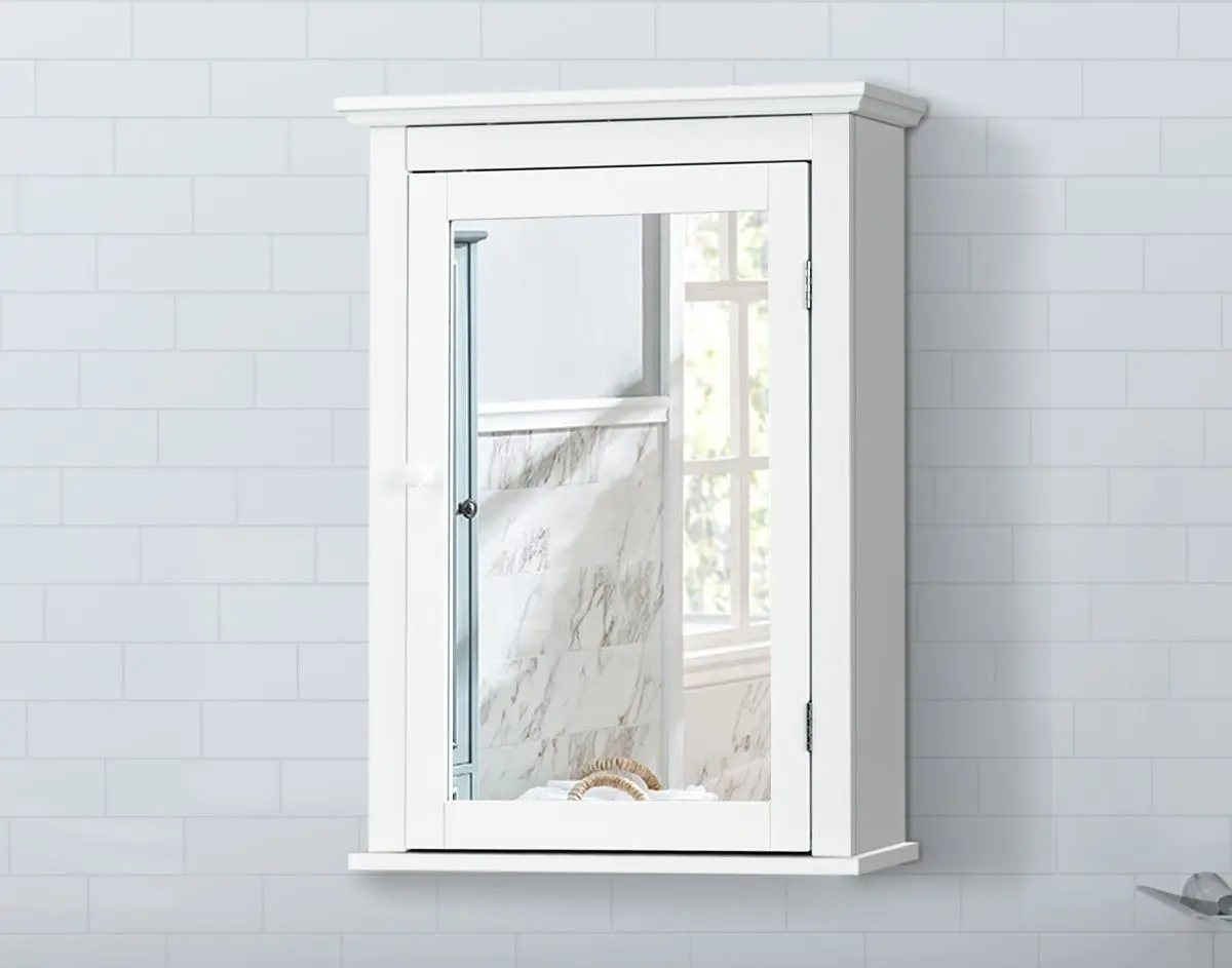 Шкаф с зеркалом Costway HW59321WH (White)