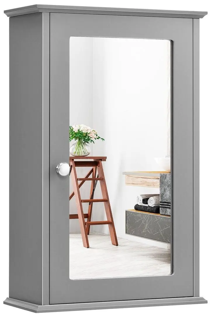 Dulap cu oglinda Costway HW65846GR (Grey)