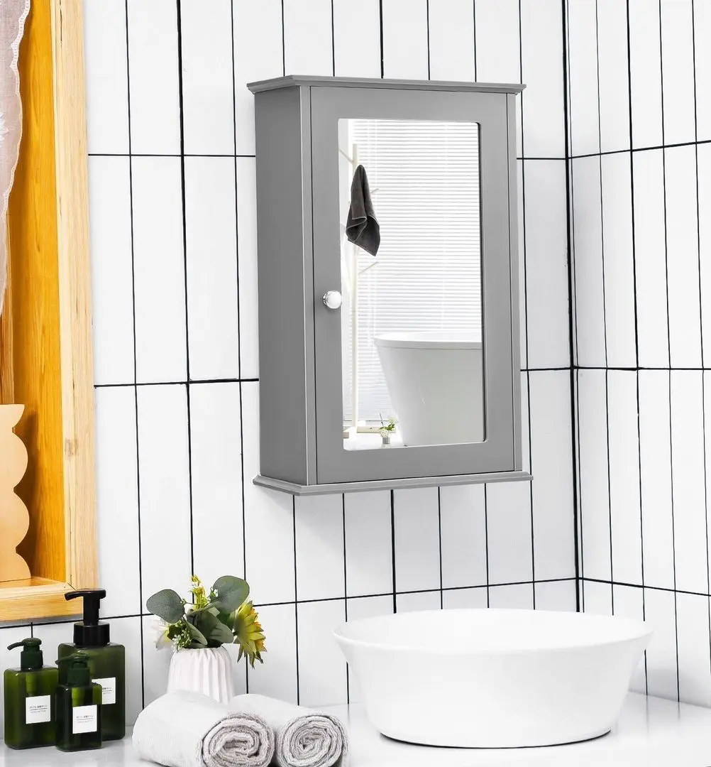 Dulap cu oglinda Costway HW65846GR (Grey)