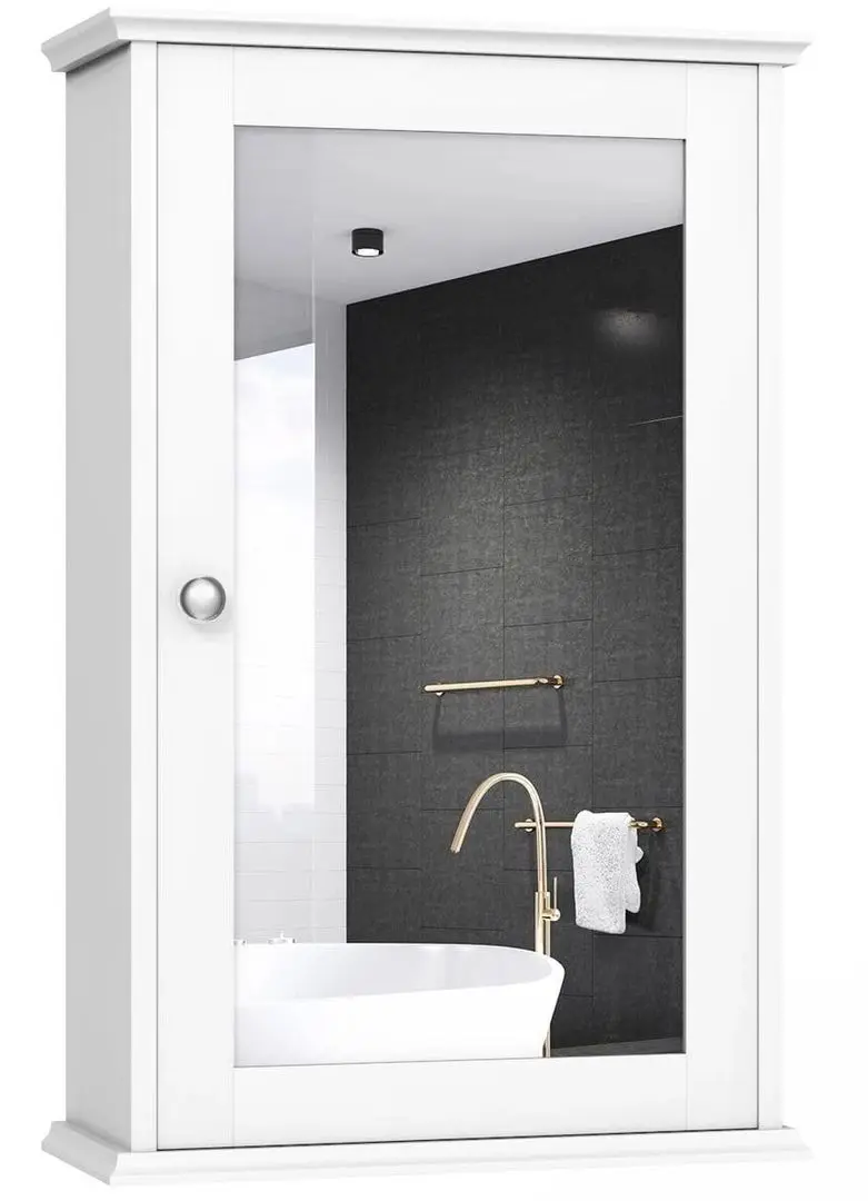 Шкаф с зеркалом Costway HW65846WH (White) - 2