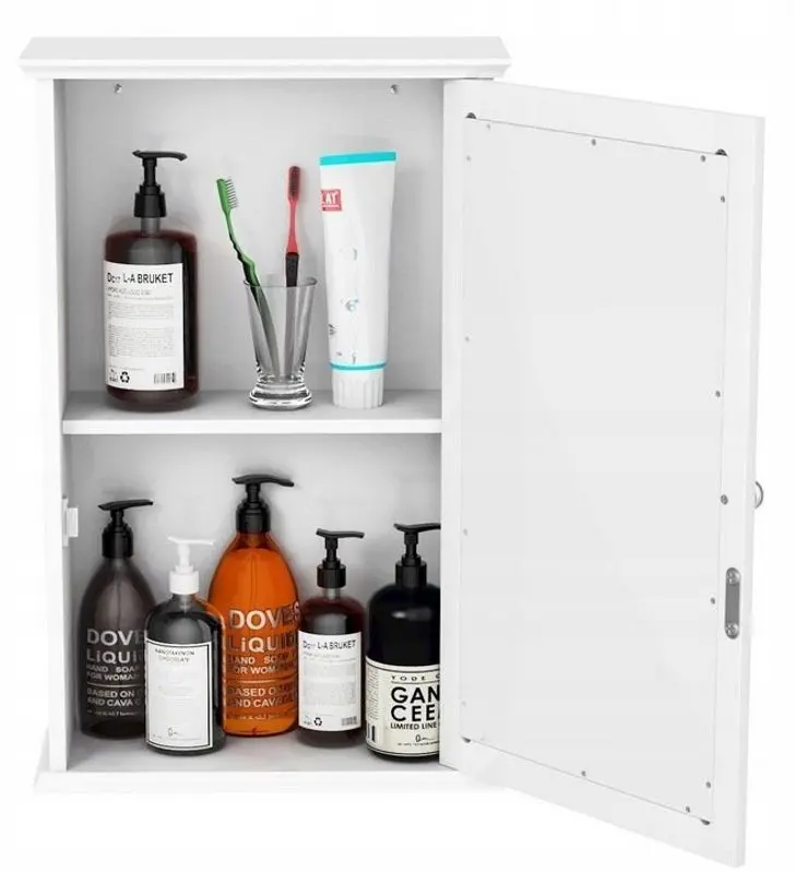 Шкаф с зеркалом Costway HW65846WH (White) - 4