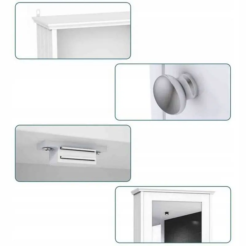 Шкаф с зеркалом Costway HW65846WH (White) - 5
