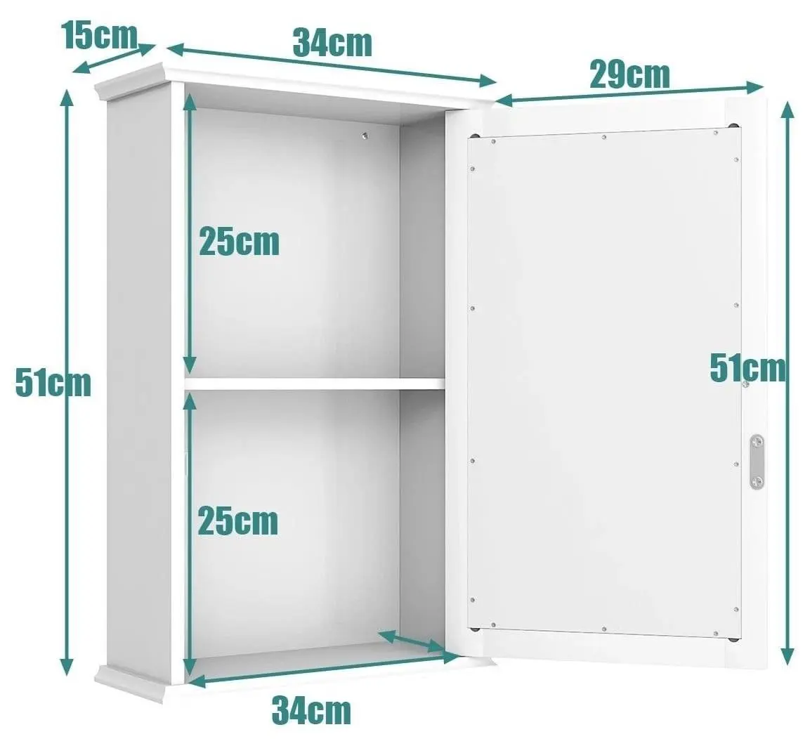 Шкаф с зеркалом Costway HW65846WH (White) - 6