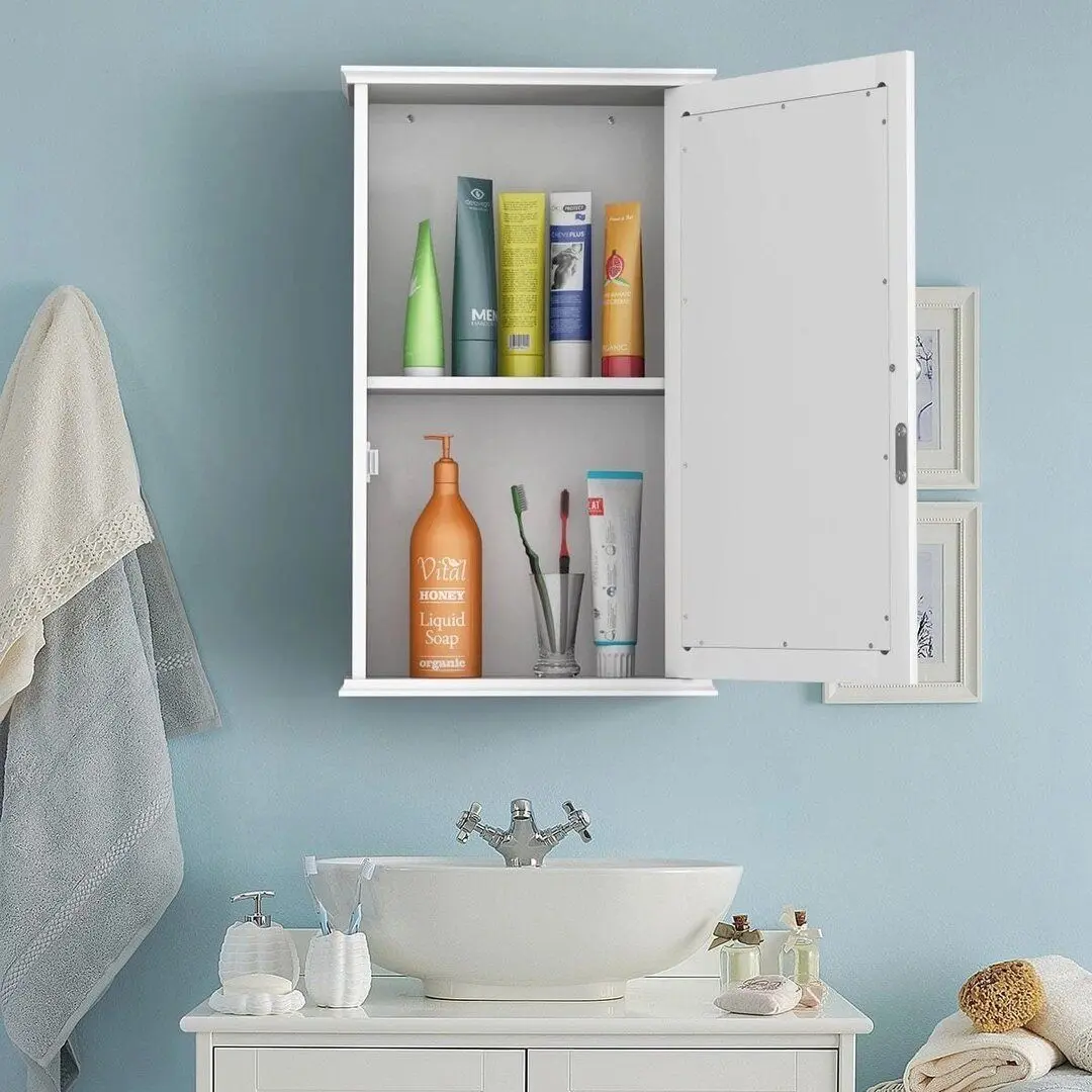Шкаф с зеркалом Costway HW65846WH (White) - 7