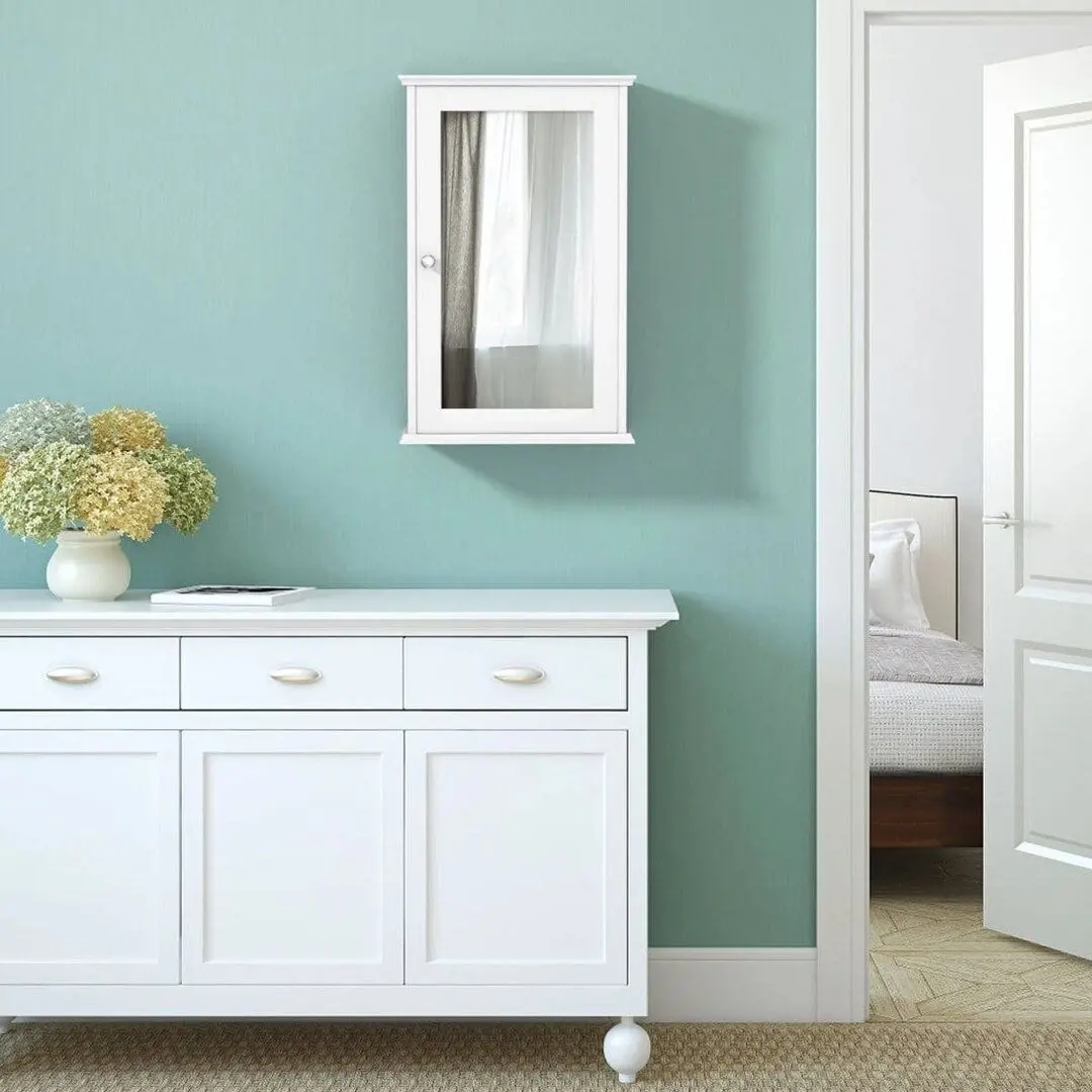 Шкаф с зеркалом Costway HW65846WH (White) - 9