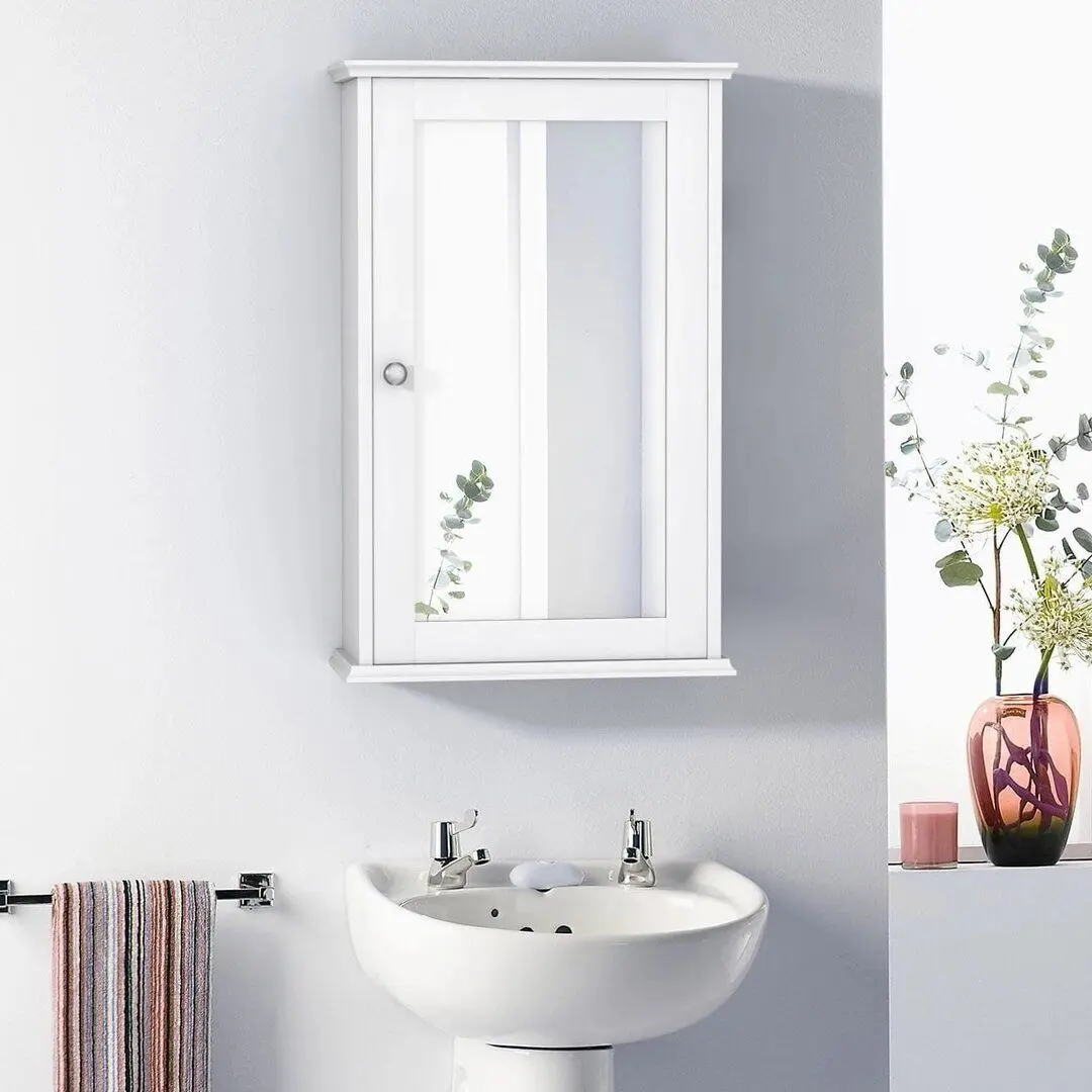 Шкаф с зеркалом Costway HW65846WH (White)