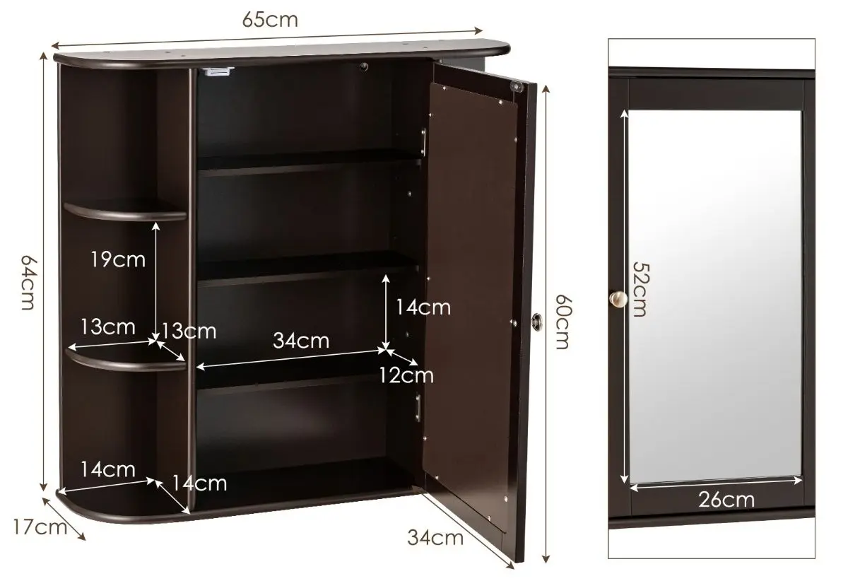 Dulap cu oglinda Costway JV10446BN (Brown)