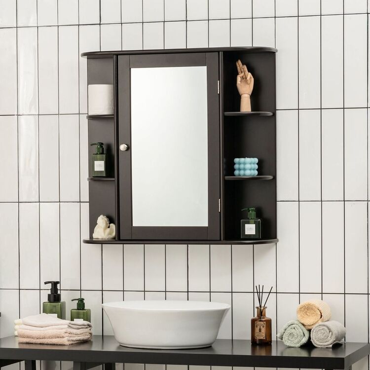 Шкаф с зеркалом Costway JV10446BN (Brown)