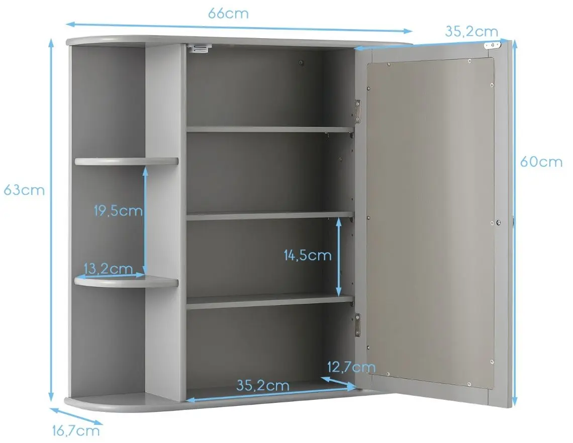 Dulap cu oglinda Costway JV10446GR (Grey)