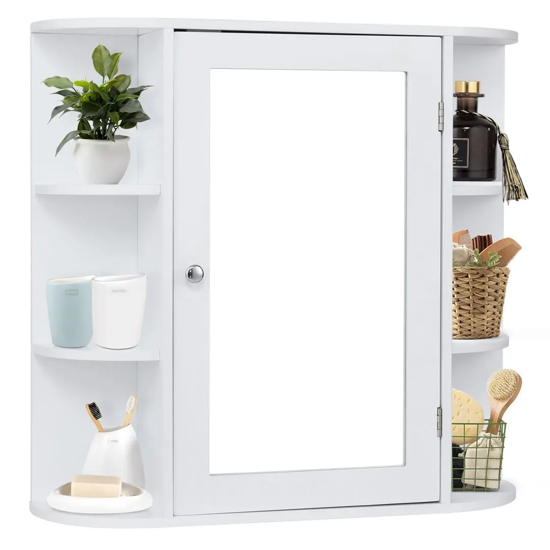 Dulap cu oglinda Costway JV10446WH (White)
