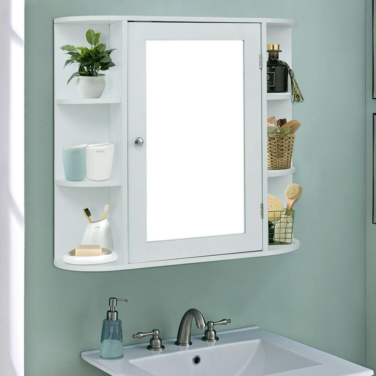 Dulap cu oglinda Costway JV10446WH (White)