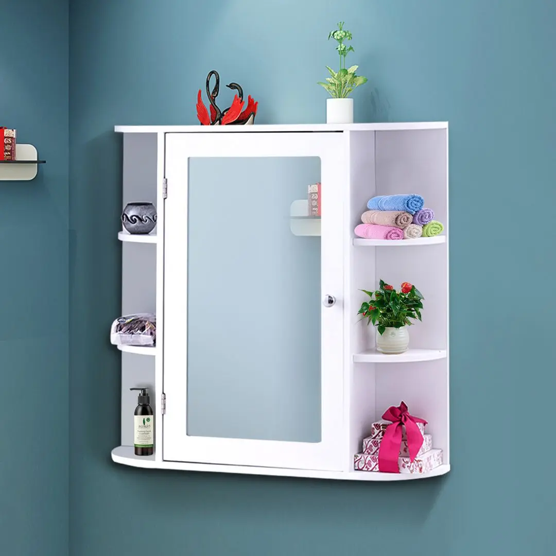 Dulap cu oglinda Costway JV10446WH (White)