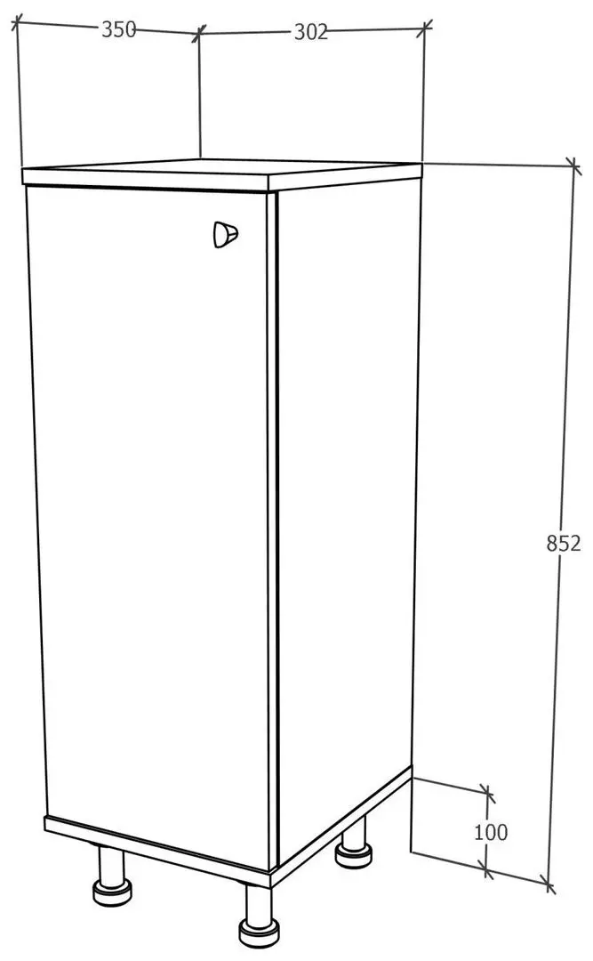 Dulap Haaus Zaria 1D 85x35 cm (Grey Gloss/White)