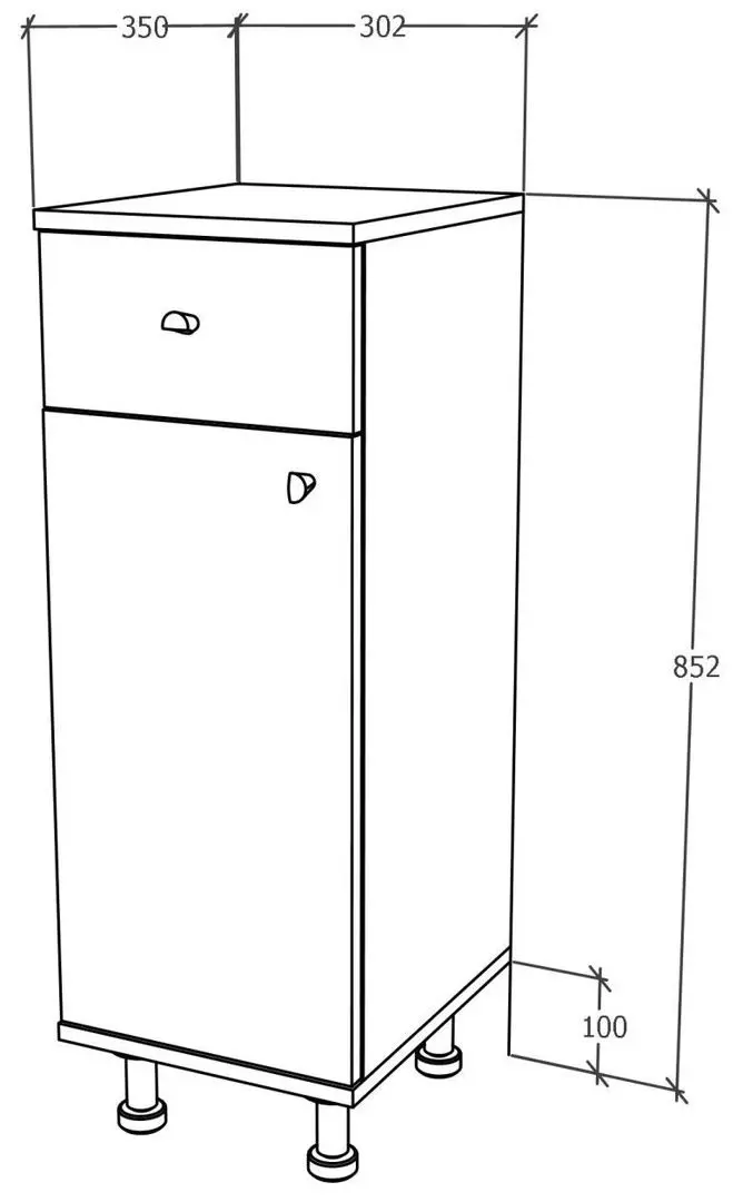 Dulap Haaus Zaria 1D1SZ 85x35 cm (Grey Gloss/White)