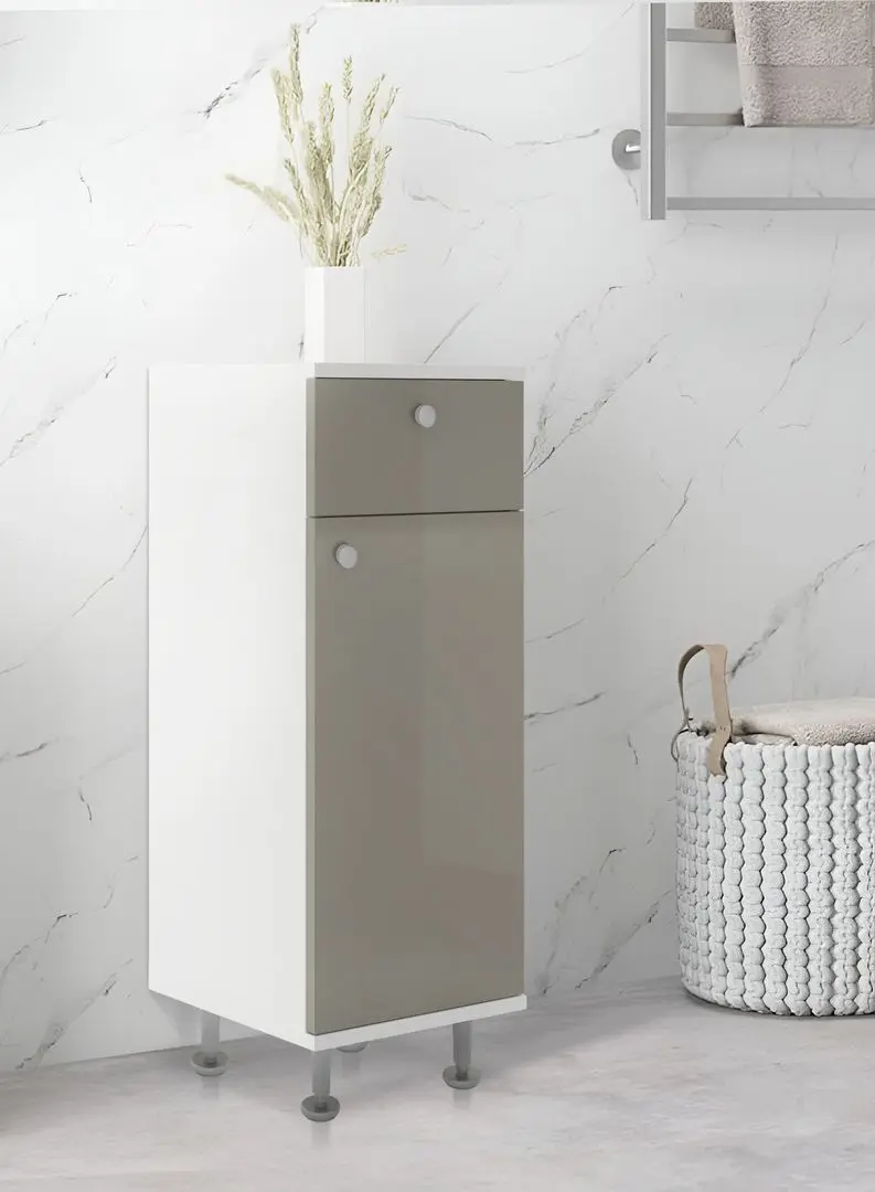 Dulap Haaus Zaria 1D1SZ 85x35 cm (Grey Gloss/White)