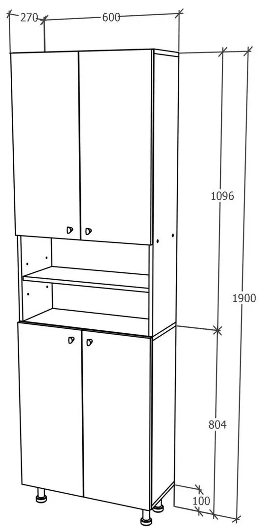 Dulap Haaus Zaria 4D 190x60 cm (Grey Gloss/White)