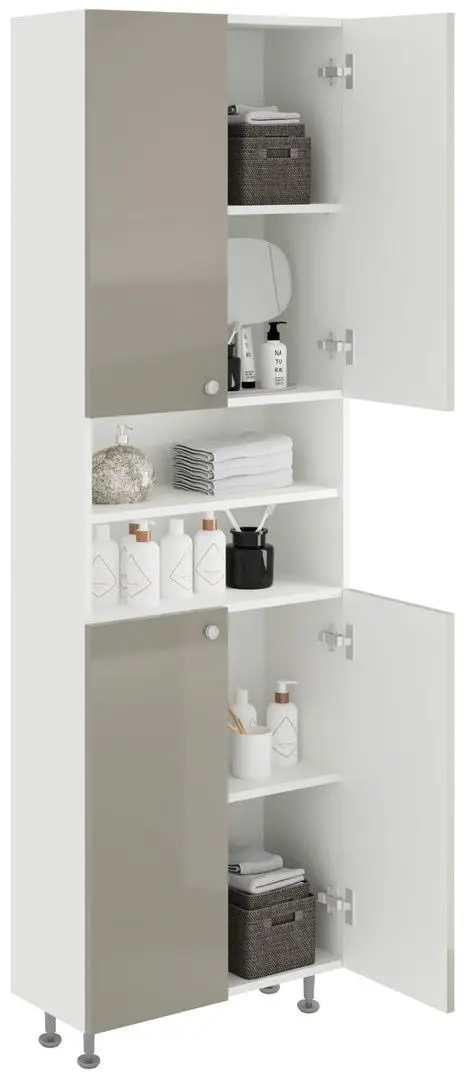 Dulap Haaus Zaria 4D 190x60 cm (Grey Gloss/White)