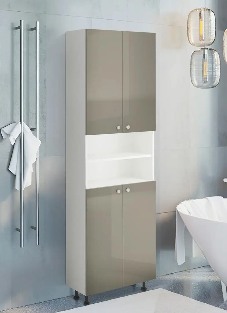 Dulap Haaus Zaria 4D 190x60 cm (Grey Gloss/White)