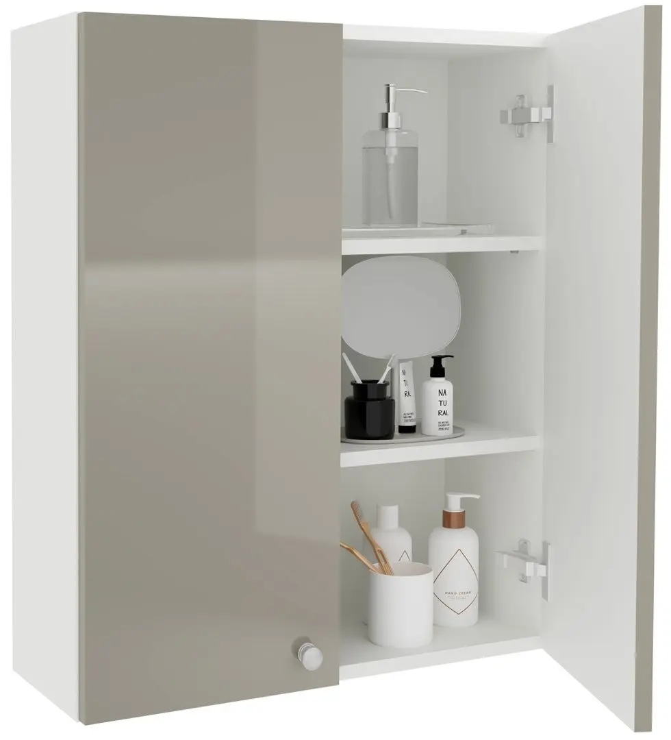 Dulap suspendat Haaus Zaria 2D 72x60 cm (Grey Gloss/White)