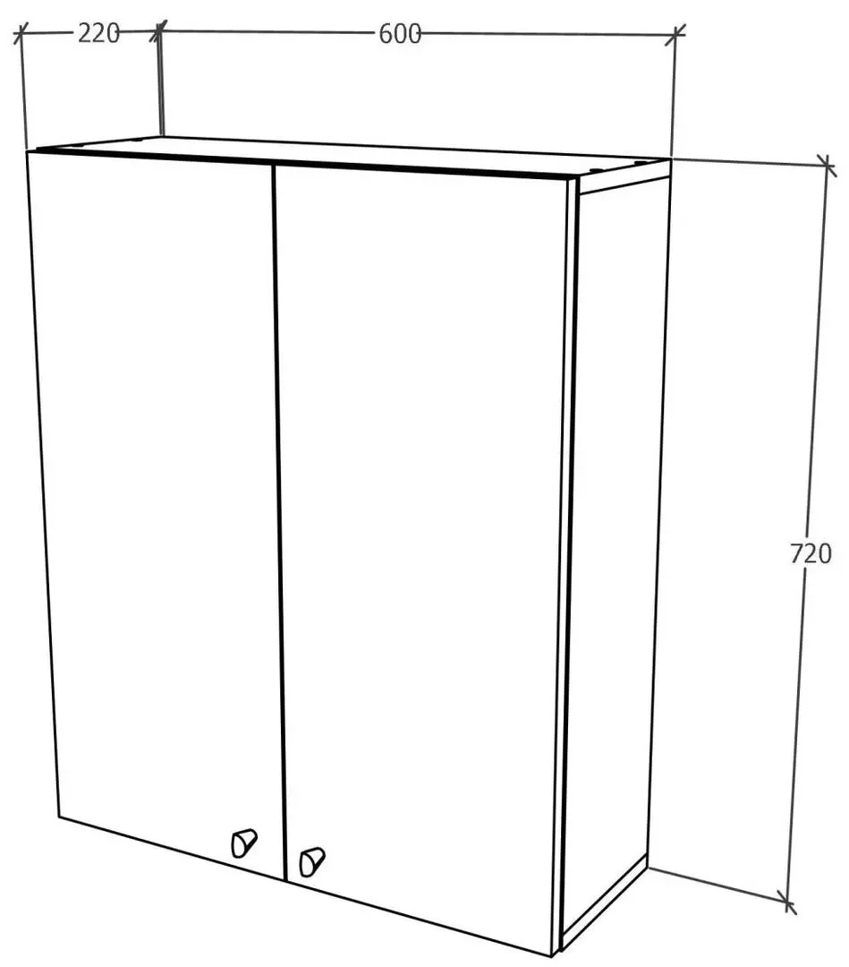 Dulap suspendat Haaus Zaria 2D 72x60 cm (Grey Gloss/White)