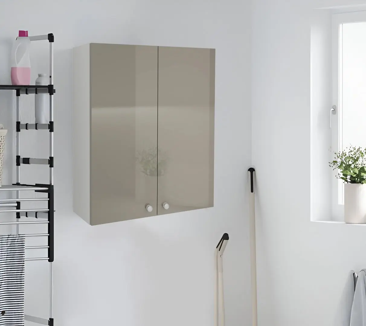 Dulap suspendat Haaus Zaria 2D 72x60 cm (Grey Gloss/White)